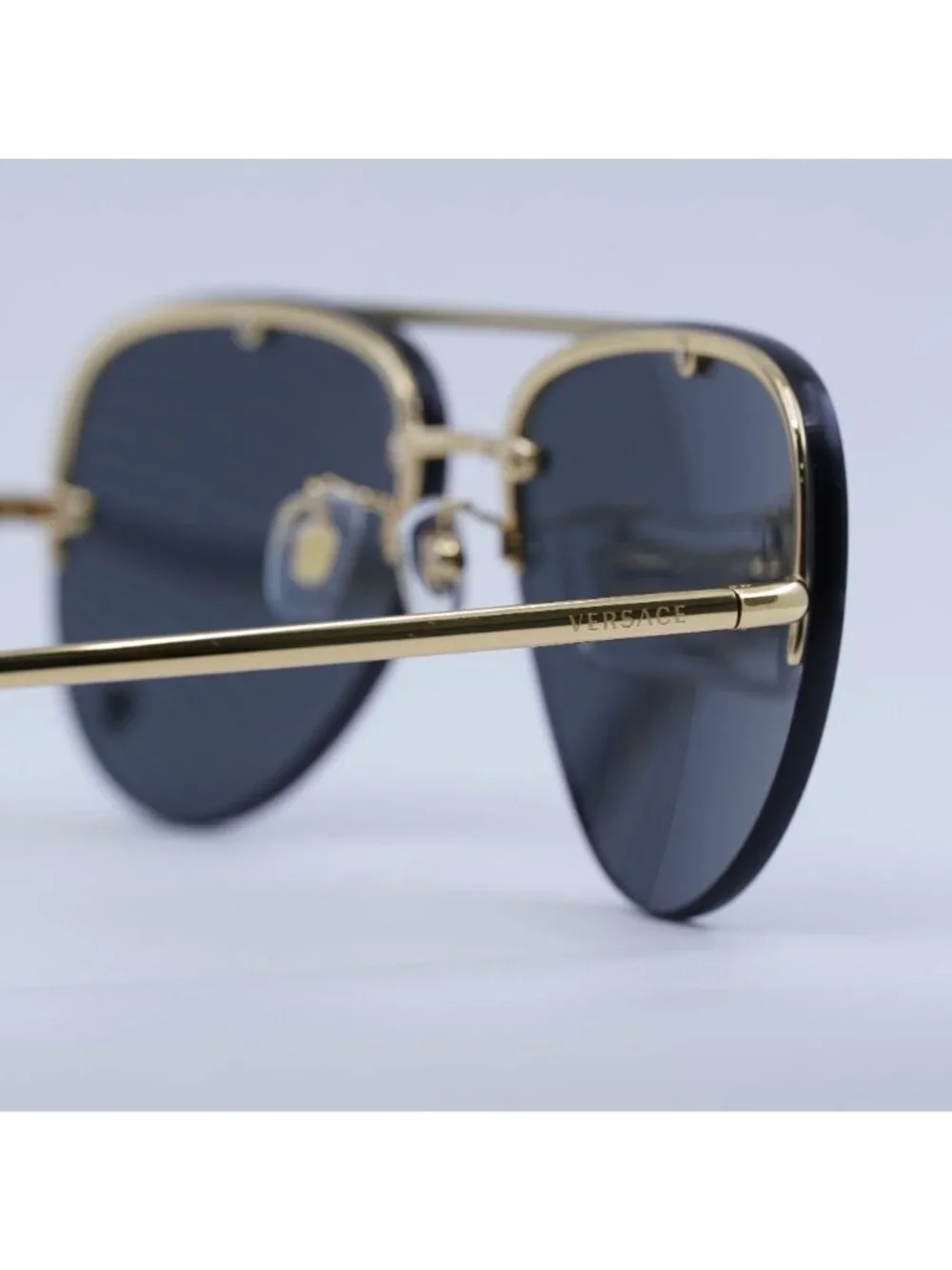 Versace VE2231 100287 Sunglasses Gold Aviator Frame, Grey Lenses